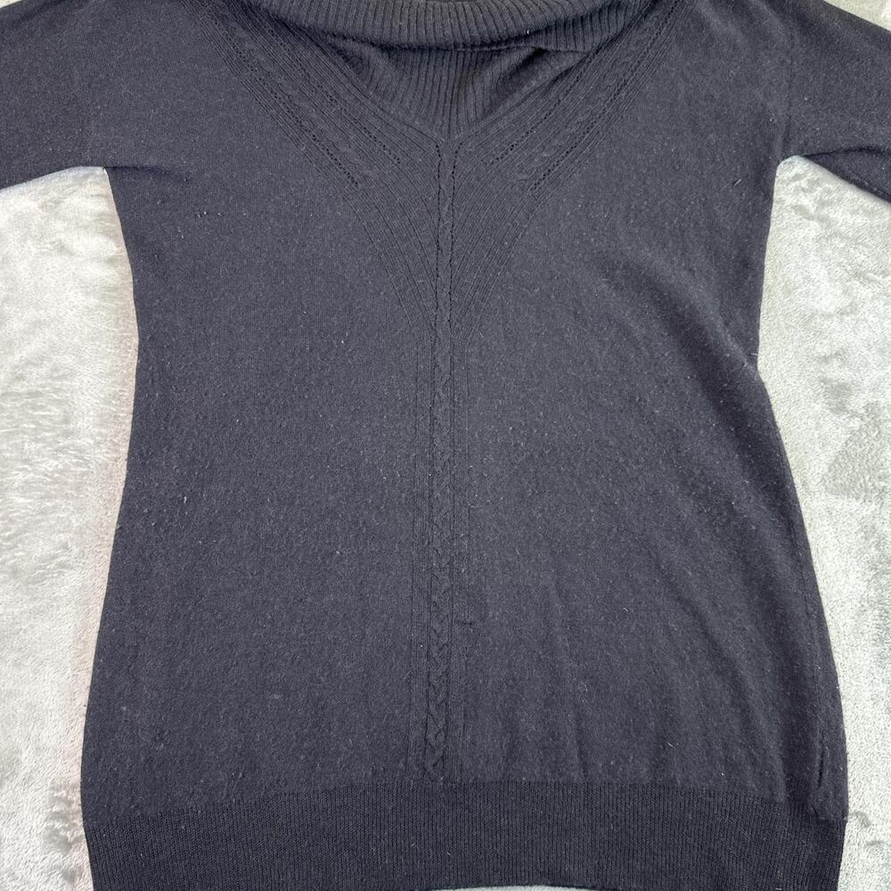 Velvet 100% Cashmere Sweater Women’s Medium Black Cowl Neck Luxury Soft Knit - Picture 6 of 7